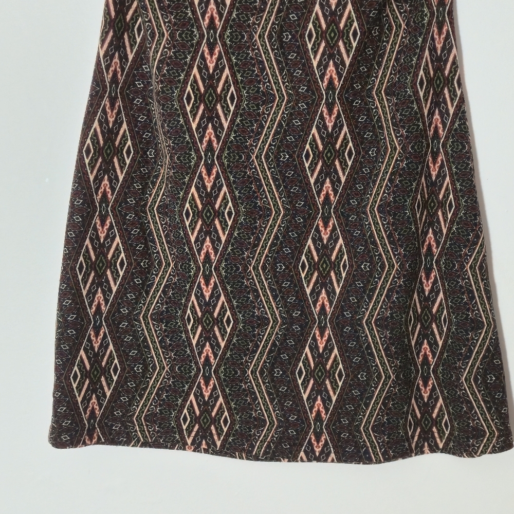 Joli Clothes XL Black Brown Geometric Tribal Knit Cap Sleeve Mini Shift Dress - Picture 11 of 13